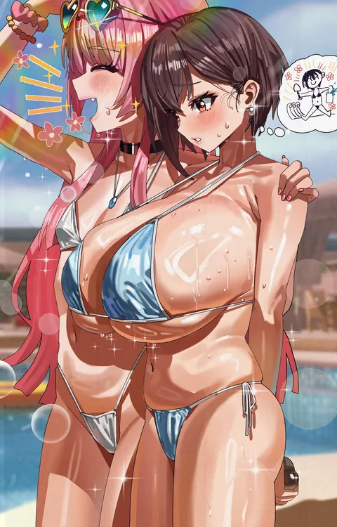 Swimsuit Chihaya Anon and Takamatsu Tomori [BanG Dream! It's MyGO!!!!!]