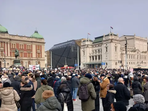 Pensioners gathered this morning in Belgrade to express support for students, with slogans such as "Granny has woken up"; "The boomers are with you"; and many other quirky lines