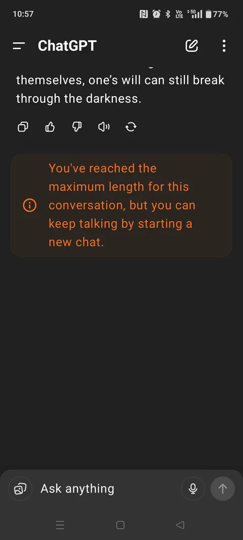 I reached the limit but i still want to continue my chat