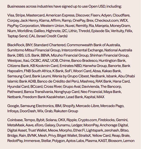Visa, Mastercard, Google, BlackRock, Coinbase, and 140+ companies are launching Open USD (OUSD), a new stablecoin built for global payments