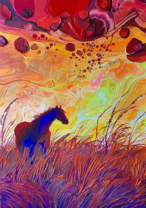 The Fire Horse, Anastasia Trusova, acrylic, 2025