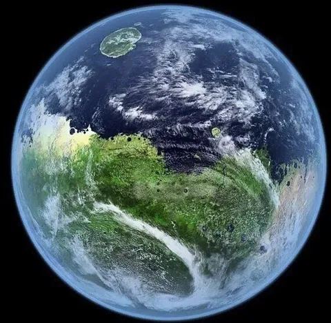 Artist interpretation of a living, breathing Mars