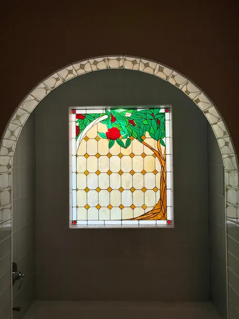 We made a stained glass window for our bathroom renovation