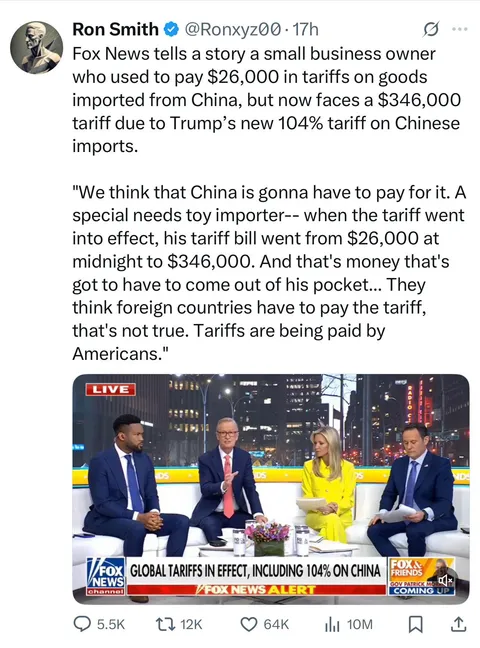 So people really thought the foreign governments pay tariff