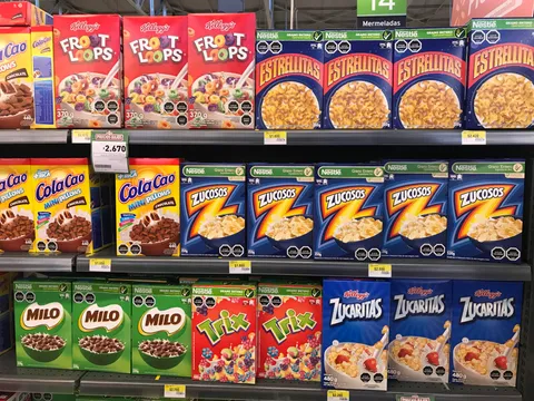 In my country the cereal can’t have cartoons in the boxes
