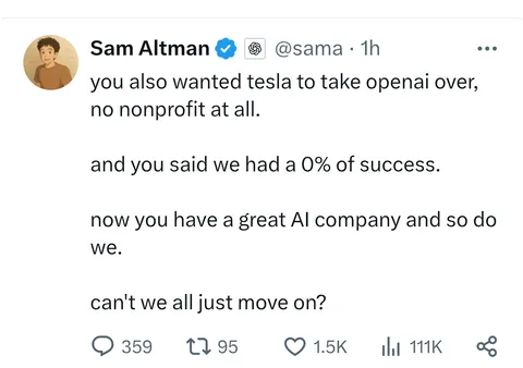 Sam and Elon beefing again. Elon started it.