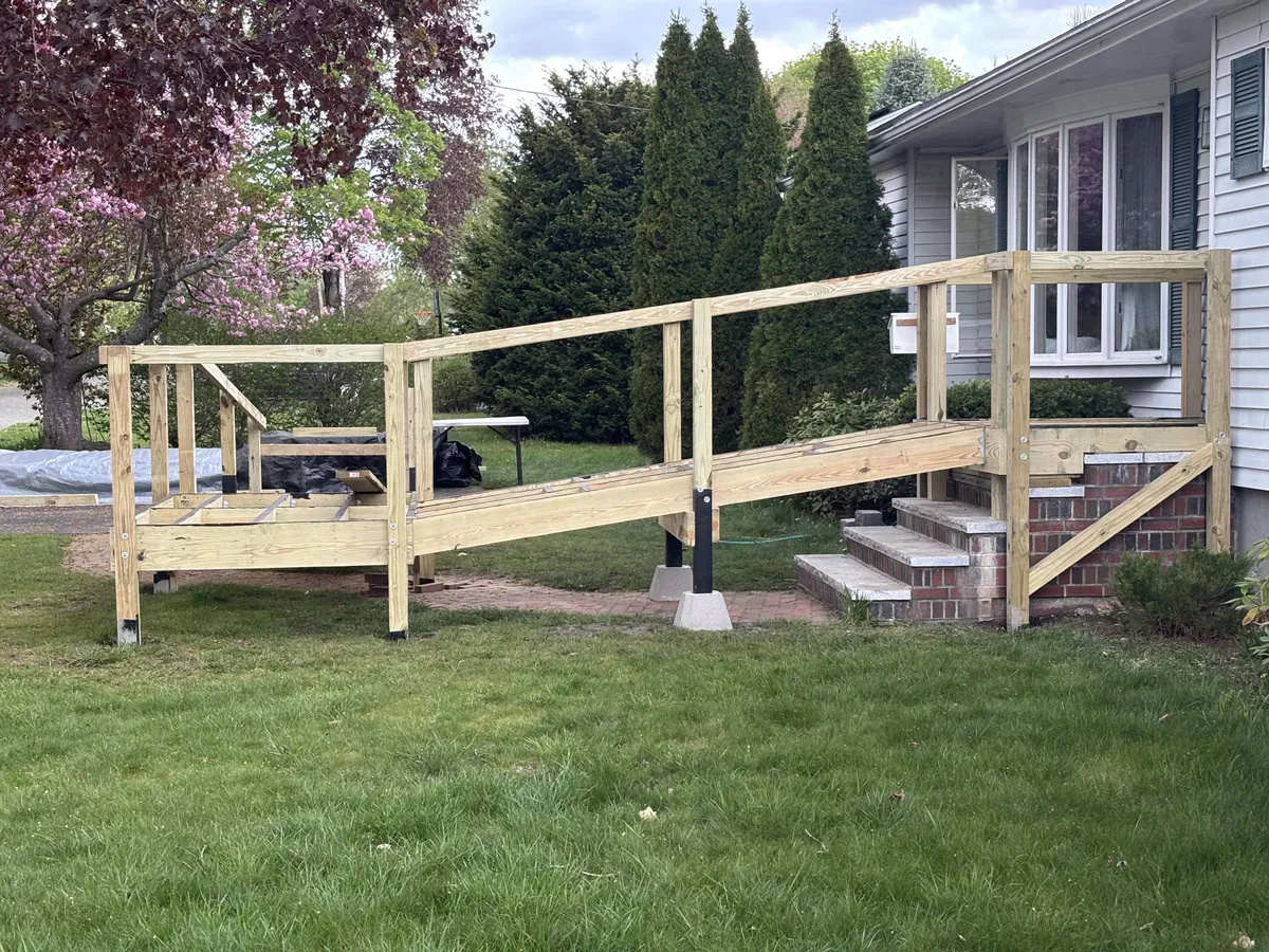 The ramp the firefighters are building for my wife who has ALS