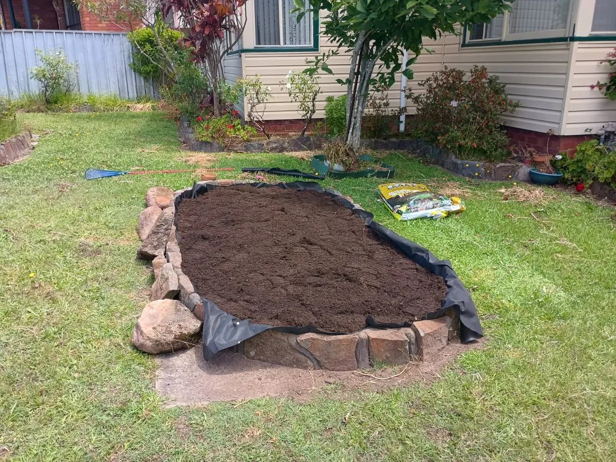Garden beds and weed mat