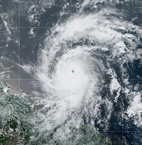 This is Hurricane Beryl. It is currently a major Category 4 hurricane in the Atlantic Ocean, a phenomenon that has never been recorded to happen in June ever before. 