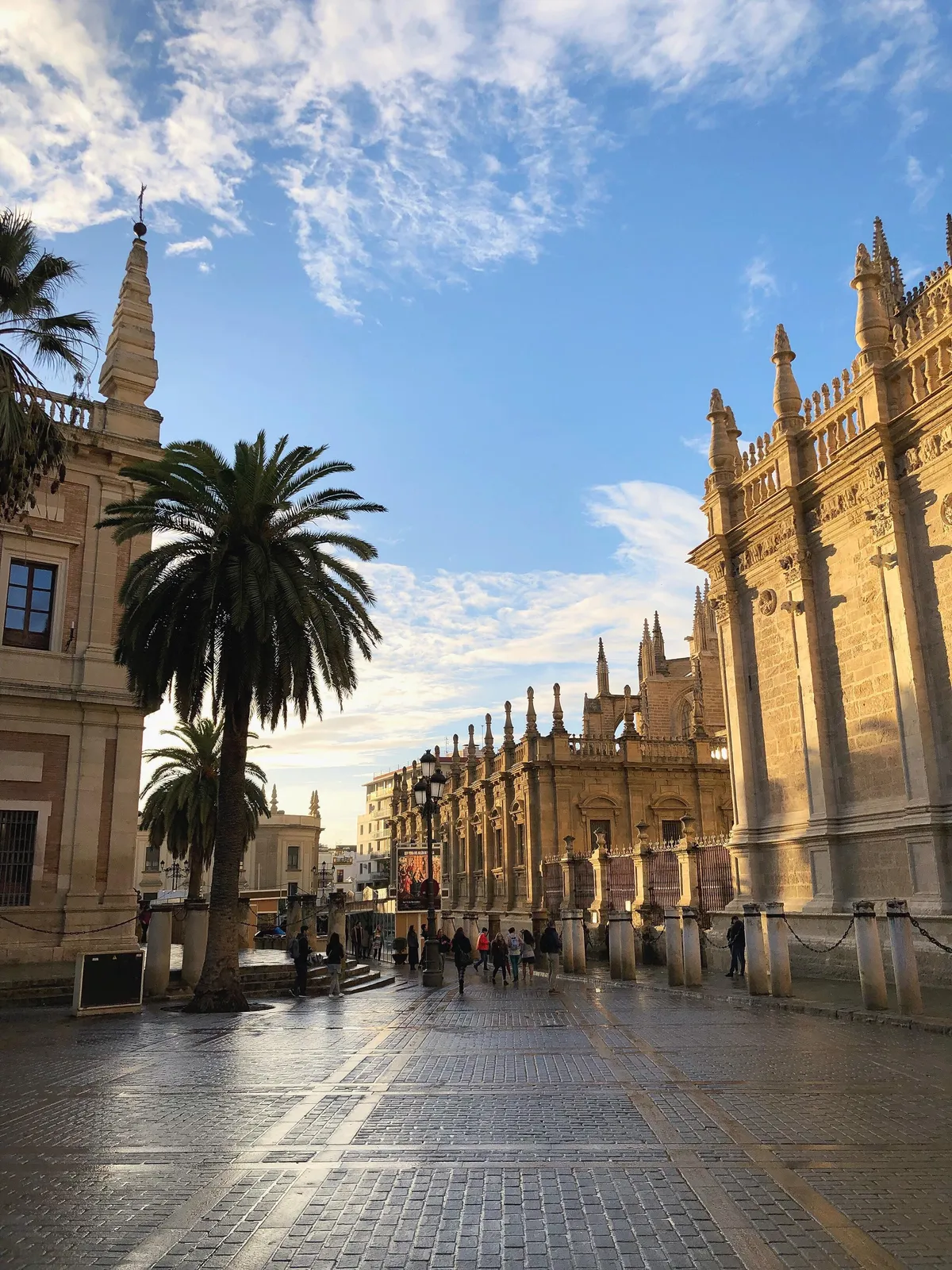 The quiet streets of Seville, Spain after a storm