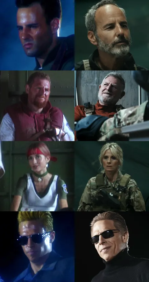 4 of the original Resident Evil live action intro/outro actors, then and now(upcoming Resurrection fan film)