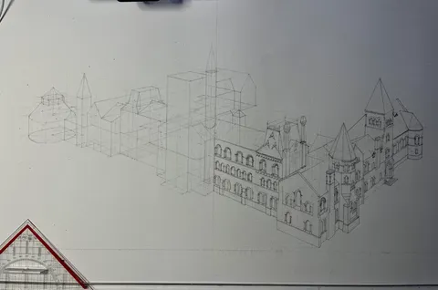 My father was a draftsman. As a memorial project I’ve been teaching myself drafting by hand over the last few years to draw some of our favourite buildings where I live. This is the progress I’ve made on my current one.
