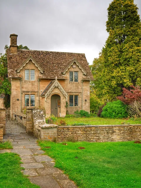 Cottage at the Westonbirt Arboretum, Gloucestershire, England.
