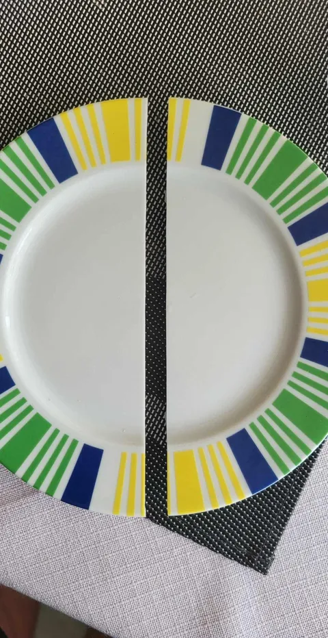My plate broke perfectly in half