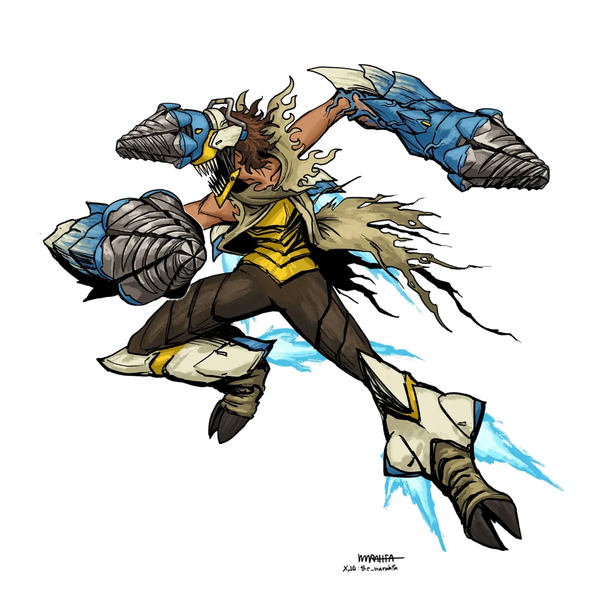 The Chainsaw Man x Overwatch designs by @the_marahfa