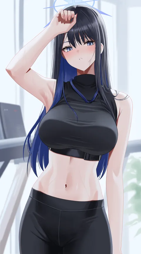 Saori takes break from workout (Leavv)