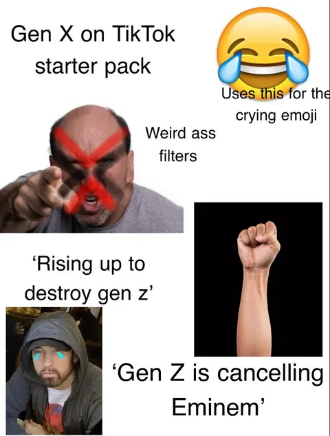 Gen X on TikTok starter pack