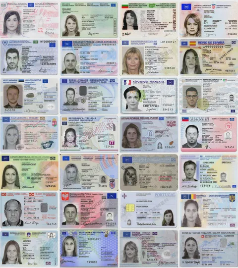 Models of the identity cards of the countries in the European Economic Area