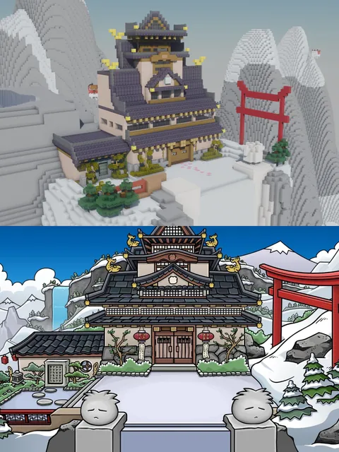 I rebuilt Club Penguin Island 1:1 in Minecraft Survival