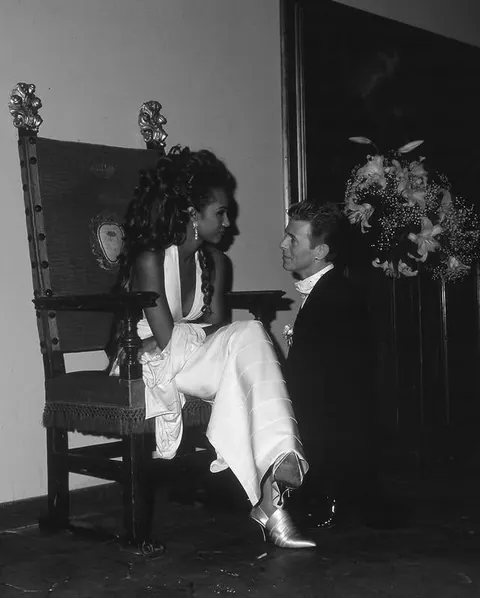 Iman &amp; David Bowie on their wedding day in Florence, Italy, June 6, 1992
