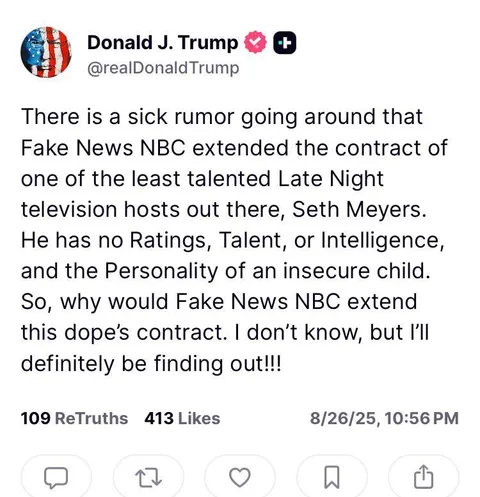 Ranting about “fake news NBC” and late night shows. Again. 🙄