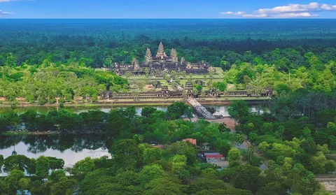 The ancient city of Angkor, capital of the Khmer Empire, covered an area roughly the size of modern Los Angeles and featured the world’s most advanced water management system for its time and supplied water to a million people.