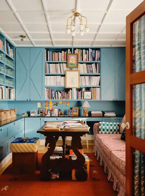 Home study with blue cabinetry in a Utah home [3695x5000]