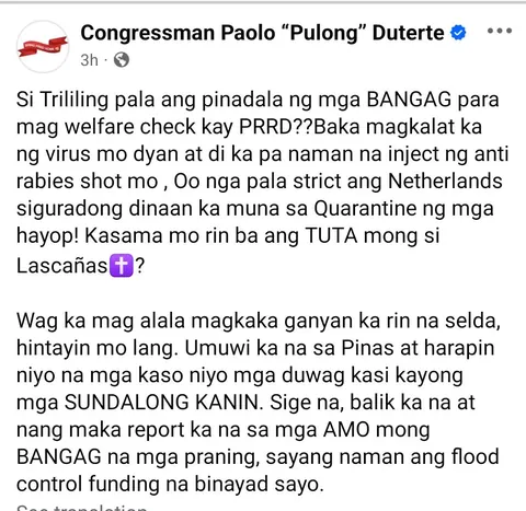 Si Trillanes pala pinadala para mag welfare check kay duts? hahaha kaya pala hinimatay ang matanda, sa sama ng loob.