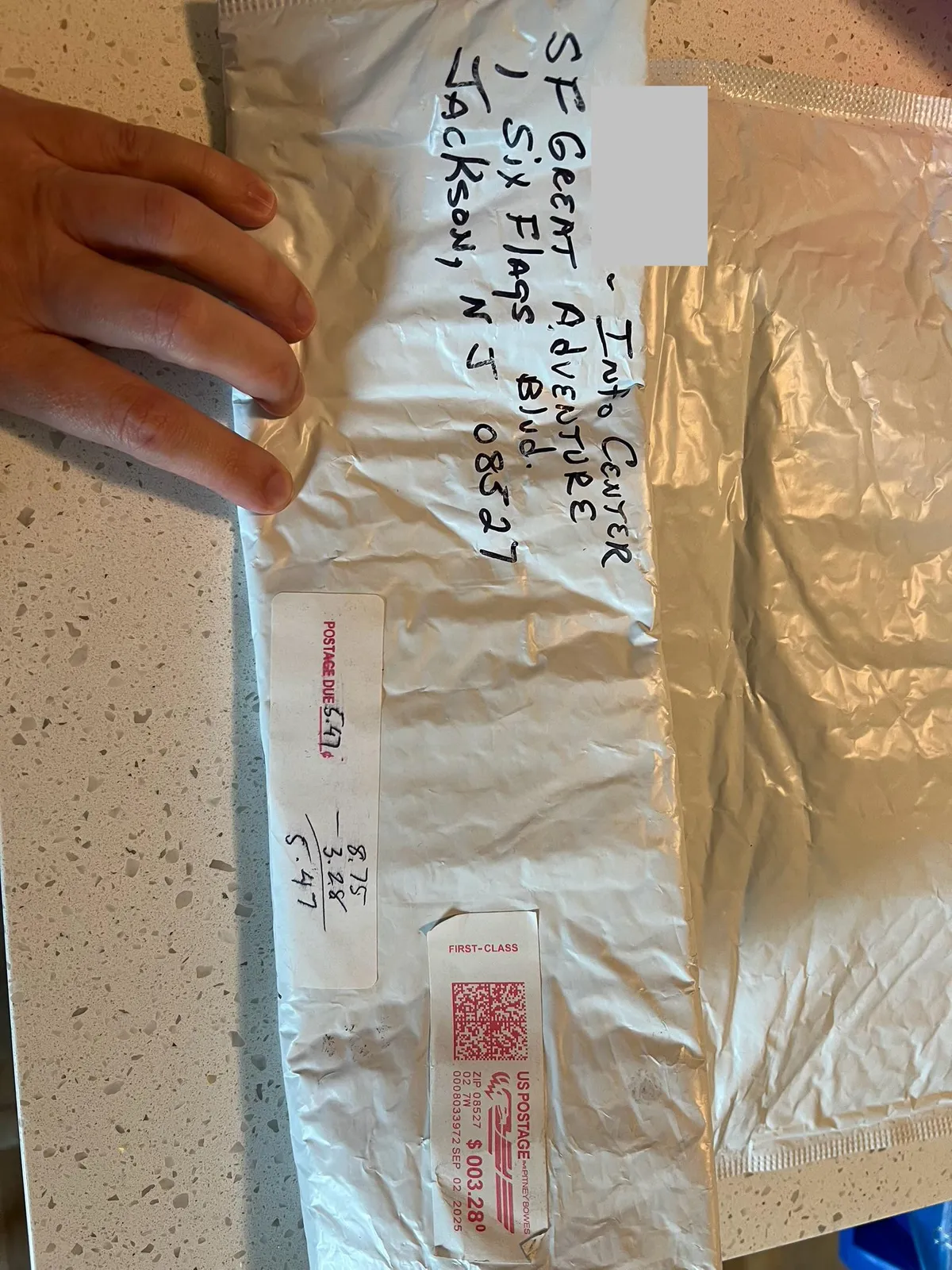 Prepaid $20 for Six Flags souvenir drink cup along with tickets. Park ran out of cups and would not issue refund. HQ offered to mail cup. USPS would only deliver if I paid the difference in postage; carrier could only take cash and had no change.