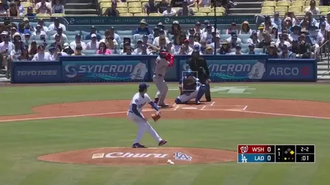 Shohei Ohtani picks up his first strikeout from the mound as a Dodger!