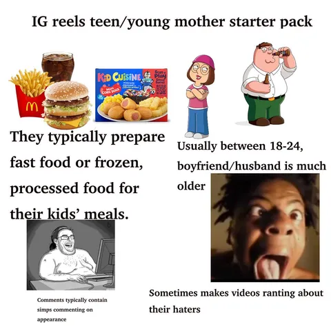 IG reels teen/young mother starter pack. 