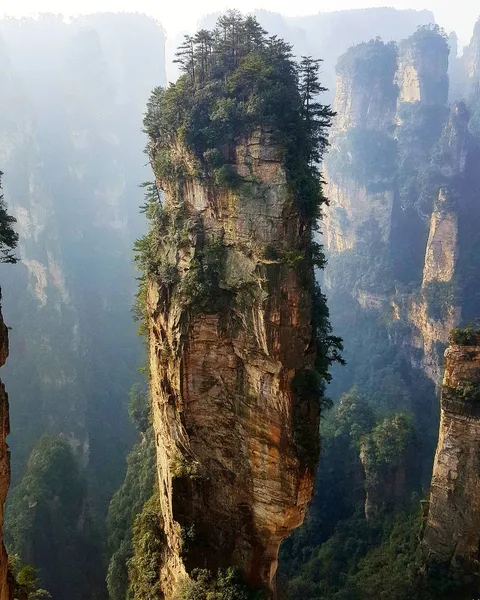 Avatar Mountains - Zhangjiajie, China - Also known as inspiration for Pandora P.S The echo here is incredible [OC] [1080 x 1350]