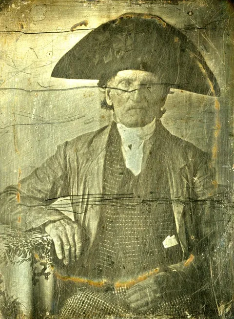 American Revolutionary War veteran George Fishley, aged 90, circa 1850.