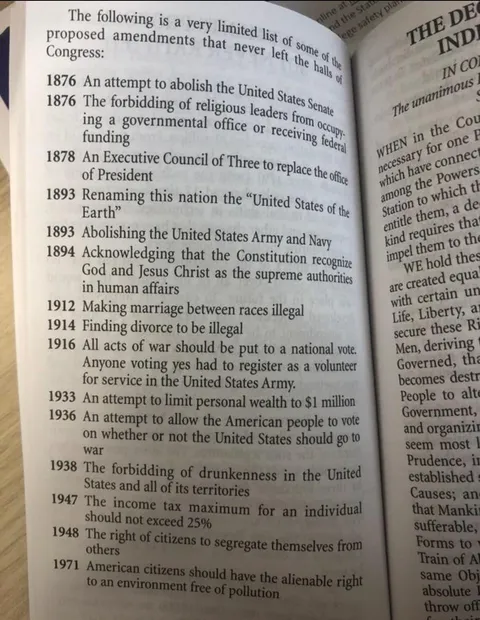 A list of proposed amendments that didn’t pass (luckily)