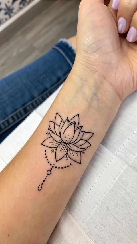 Forearm lotus done by artists floral NC
