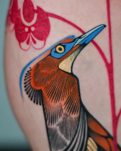 Malayan night heron by me, Max Murphy at Living Lore Tattoo in Ellicott City, MD