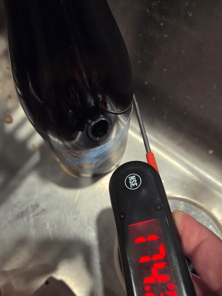 My wine chiller malfunctioned and nearly caused a disaster. Yes that bottle of wine is 174 degrees Fahrenheit