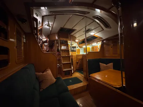 It’s my first night sleeping on my sailboat! She feels very cozy at night.