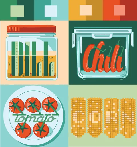 I'v been working on a series of Food typography. These are the first four of the series. my question is, how easy are they to read? visually and literally?