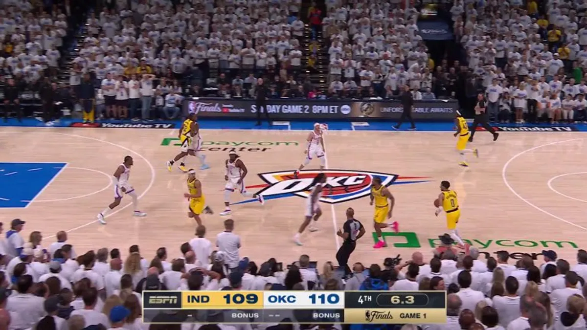 Tyrese Haliburton does it again, hitting game winner with 0.3 remaining. Pacers take game one stunning OKC 111-110