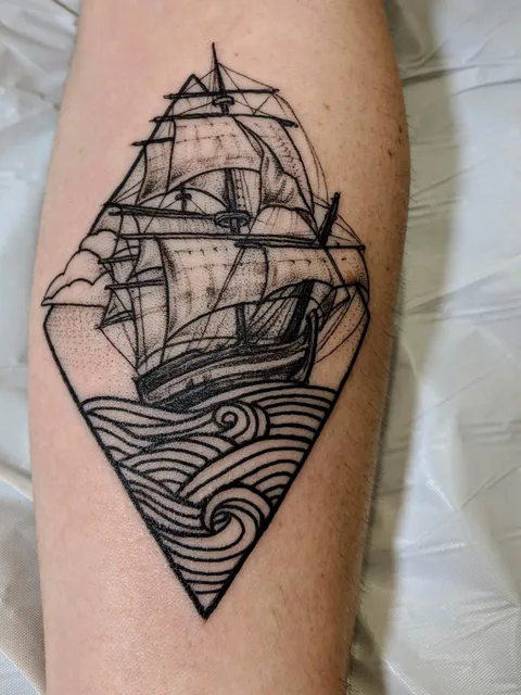 My brigantine, done today by Jeremy Golden at Eye of Jade in Chico, CA