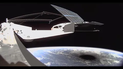 The moon's shadow on Earth during the April 8, 2024 solar eclipse as seen from a SpaceX Starlink satellite [1920x1080]