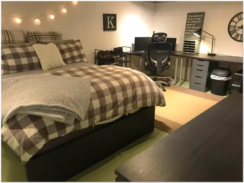 My son asked me to “cozy” up his basement bedroom before he comes home for Thanksgiving. Did I deliver?