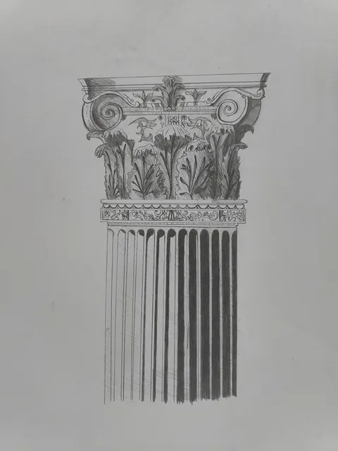 Hi. I'm 14 years old and want to be an architect in the future. Lately I've been more interested in classical architecture so I started drawing some. This is my latest drawing. What do you think?