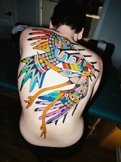 my clients 1st tattoo (a crane) - done in 2 sessions (by me) • Instagram : @chidgeytattoos • Austin, TX • MP