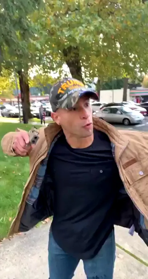 “Trump 2020” man pulls gun on kids who disagree &amp; did nothing to him. Newsweek story below.