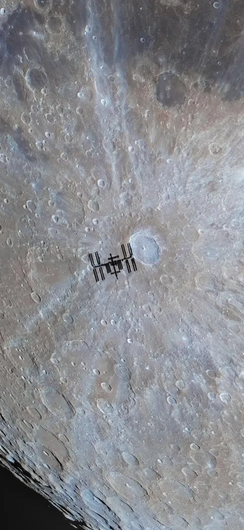 One of my favorite photos I’ve ever captured, this is the ISS transiting Tycho crater on the moon. I formatted this as a mobile wallpaper you can use if you like. This photo also made it into space, more details in the comments.