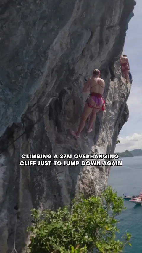 [Red Bull Cliff Diving] Divers have to climb to the platform in the Philippines‎