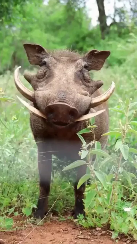 🔥Warthog munching on a fruit
