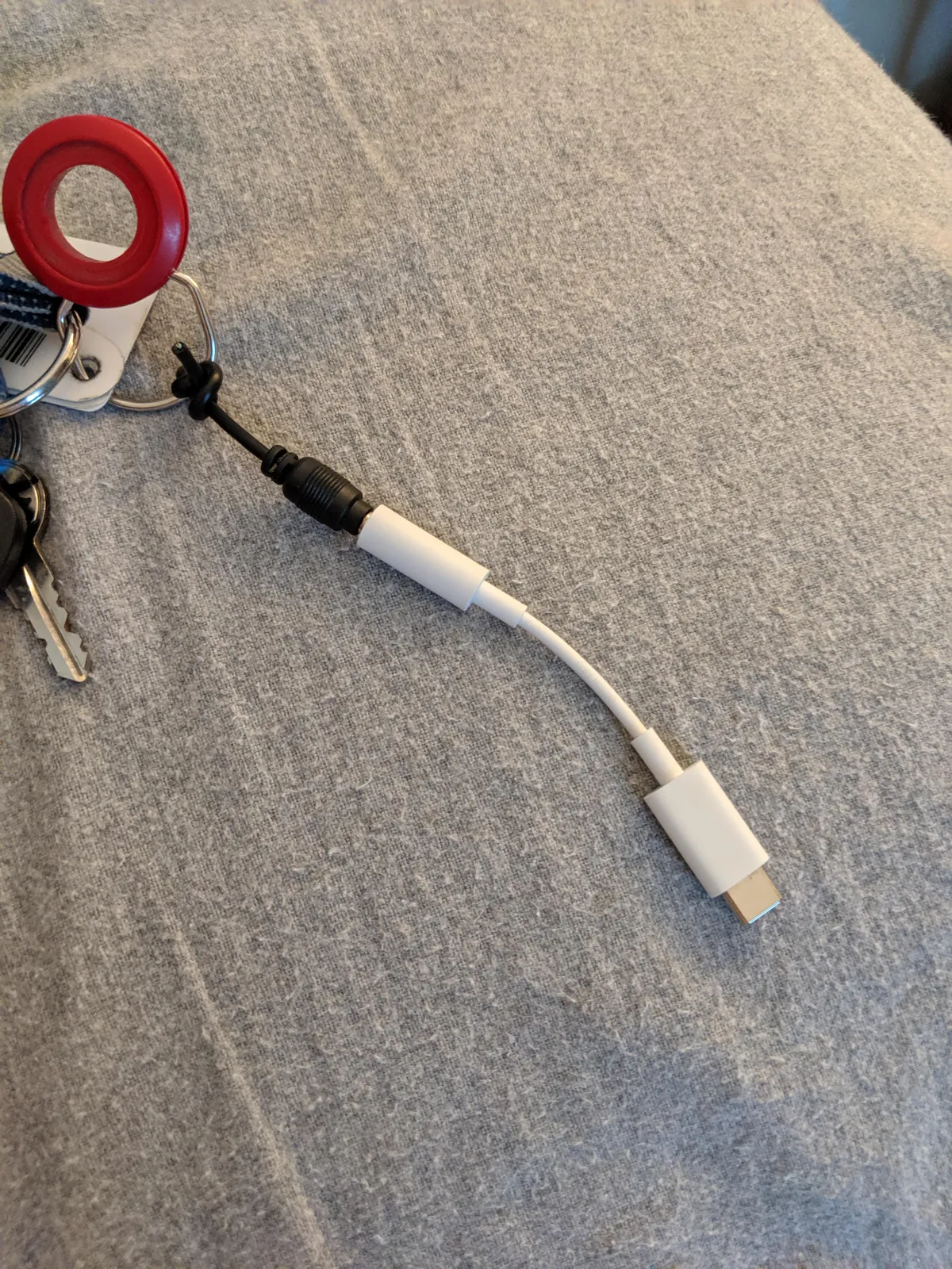 Use an old aux cord to keep your dongle on your keys at all times!!!